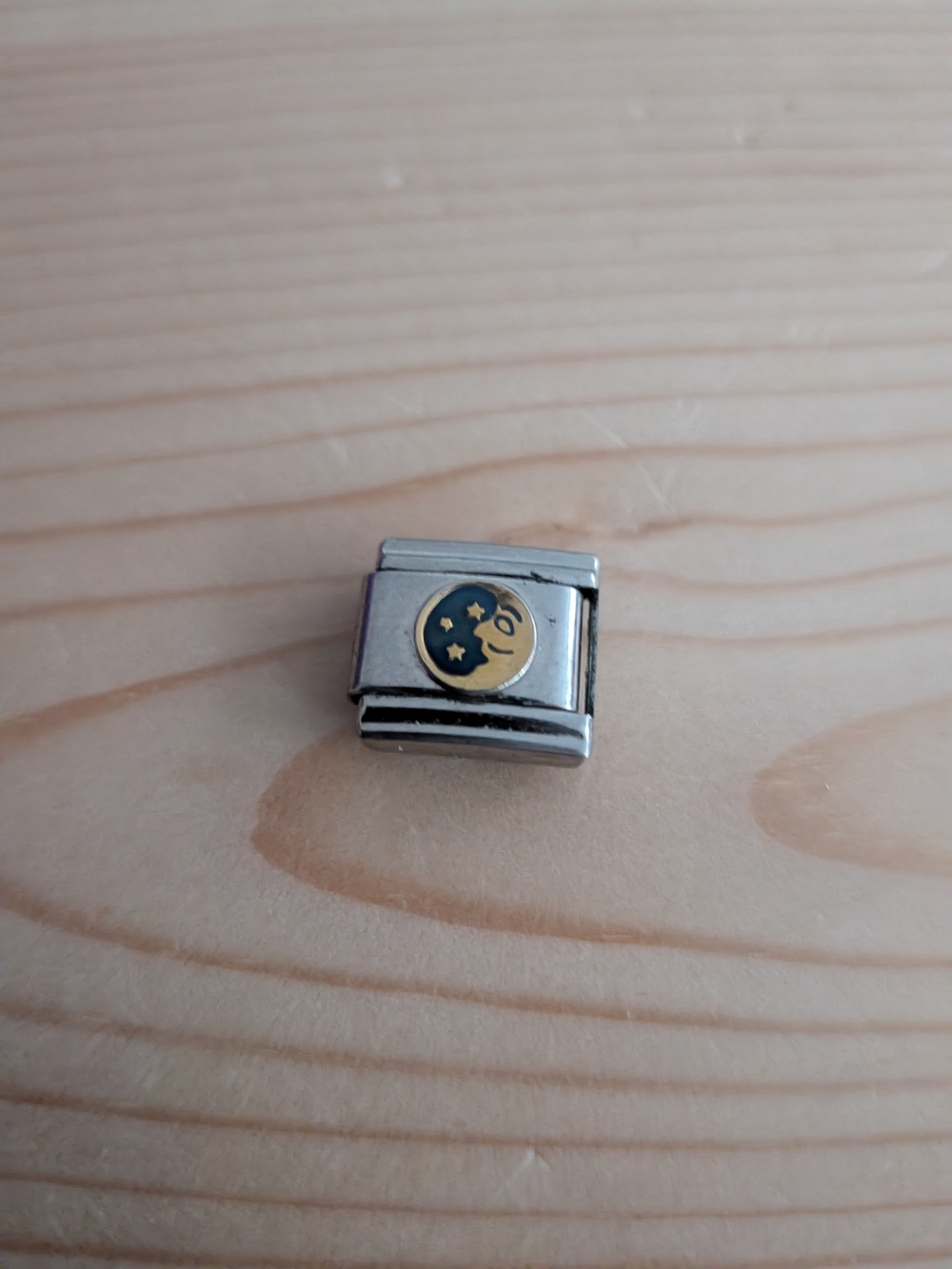 Italian Charm Link with Moon & Stars Enamel Celestial Y2k Vintage